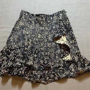 Zara navy print satin skirt XS